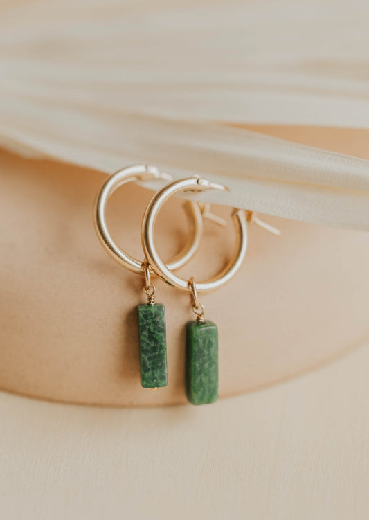 gemma hoop charm stone african jade