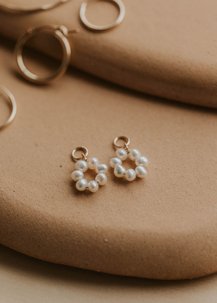 hoop pearl earrings daisy circle pearls