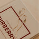 Gold earrings on a Burberry book