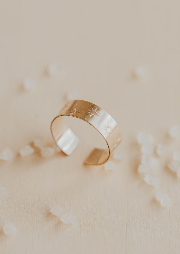 hello adorn starburst ring adjustable cuff ring