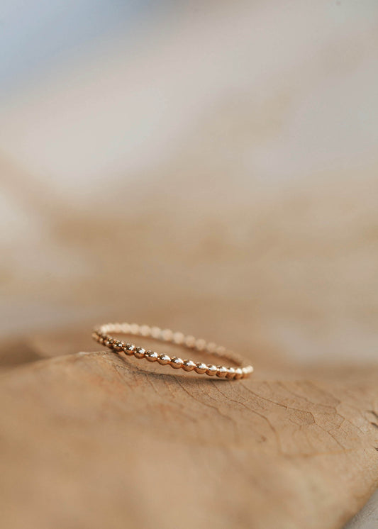 14k gold fill beaded ring great for added to a ring stack by Hello Adorn.