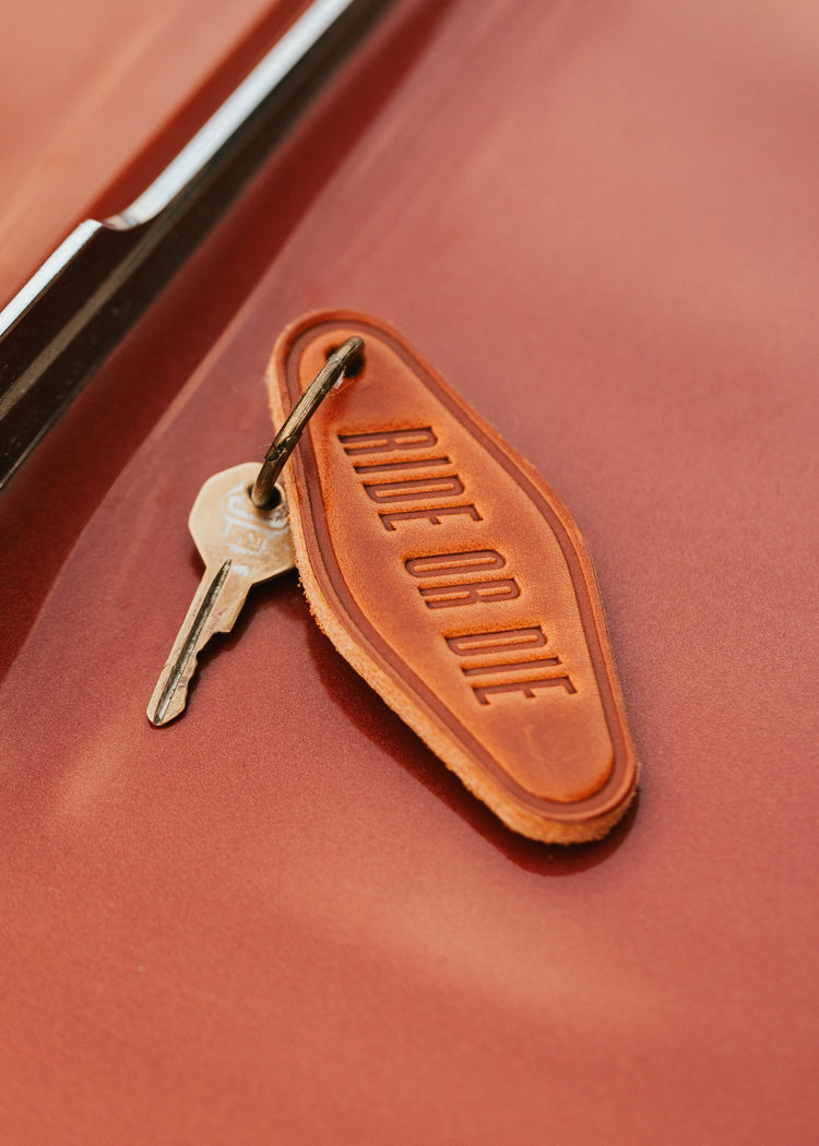 Rear View Leather Keychain