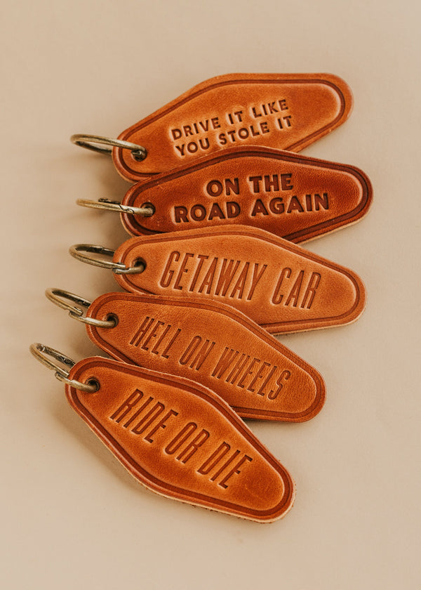 Rear View Leather Keychain