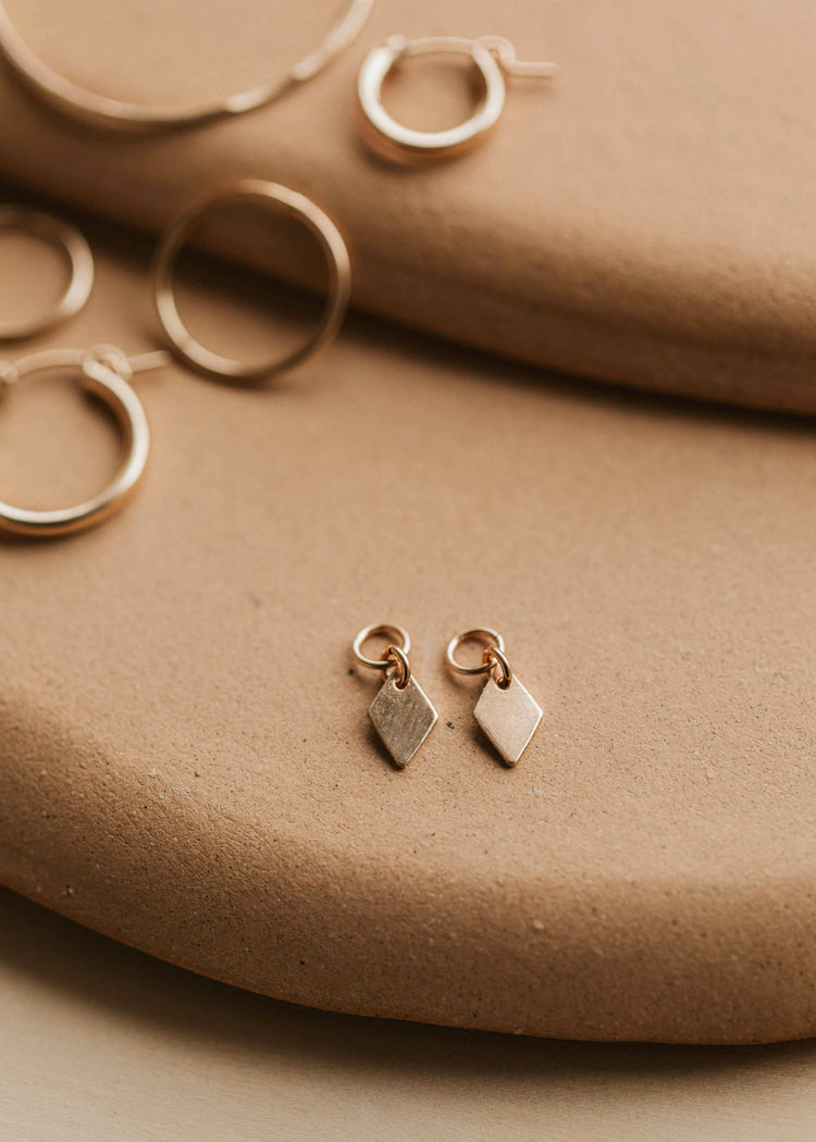 dainty charms for hoop earrings diamond shape charms